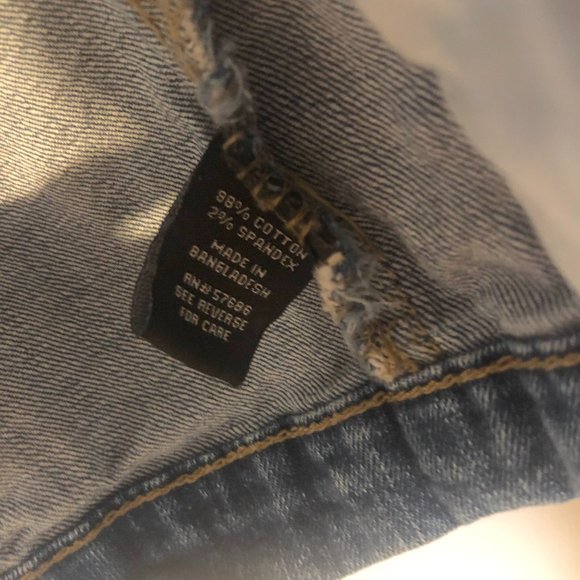 EUC New Look Jean Jacket with sweatshirt sleeves and hood.  Size M - Picture 4 of 5